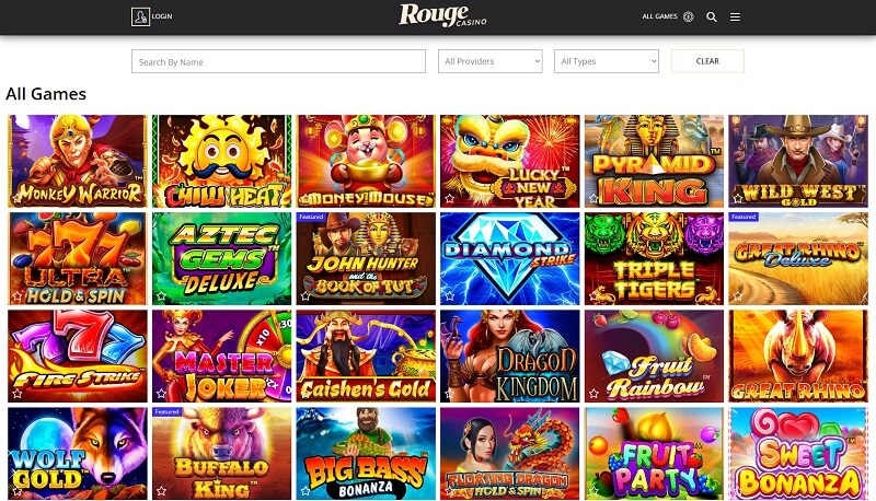 Rouge Casino Game Selection