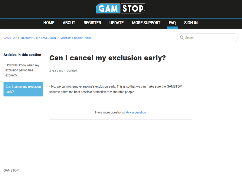 gamstop self exclusion